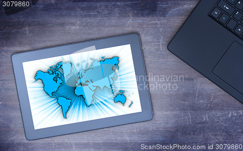 Image of World map on a tablet