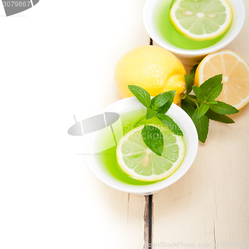 Image of mint infusion tea tisane with lemon