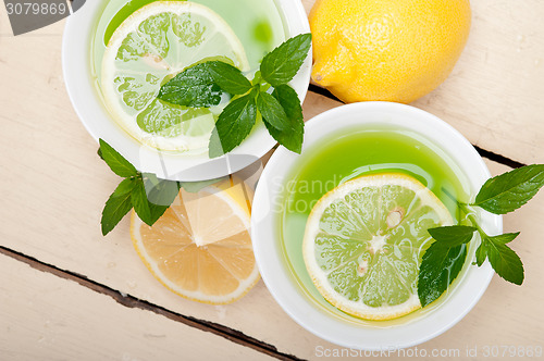 Image of mint infusion tea tisane with lemon