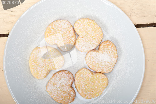 Image of heart shaped shortbread valentine cookies