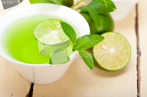 Image of mint infusion tea tisane with lime