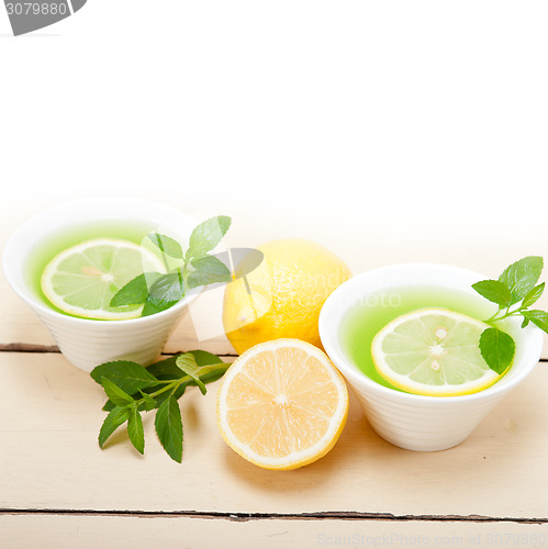 Image of mint infusion tea tisane with lemon