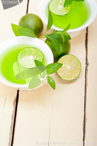 Image of mint infusion tea tisane with lime