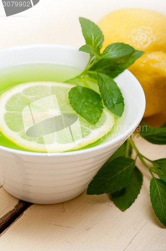Image of mint infusion tea tisane with lemon