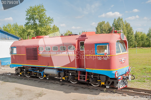Image of Tu2-143 locomotive on Children railroad. Russia
