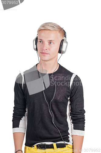 Image of Young handsome man with earphones