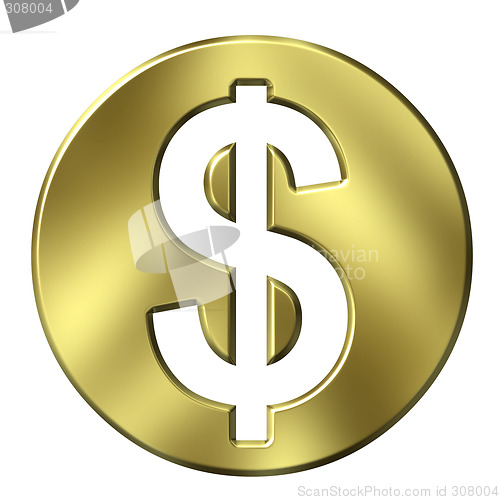 Image of 3D Golden Dollar Currency