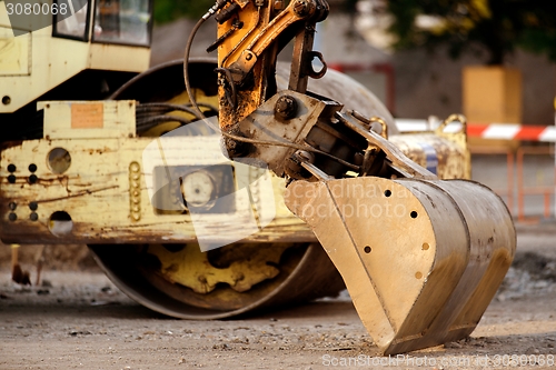 Image of Industrial interior with bulldozer inside