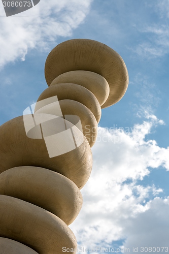 Image of Balanced pebble stones with blue sky
