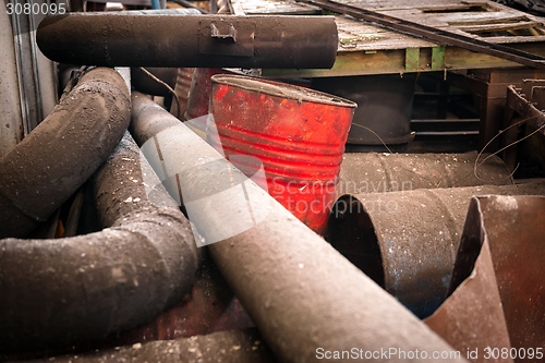 Image of Rusty metal pipes closeup