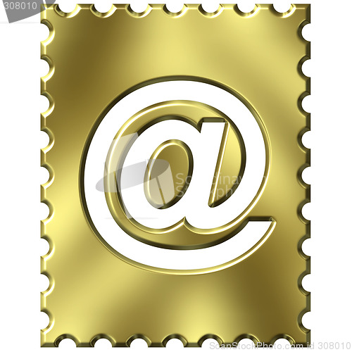 Image of 3d golden stamp with email symbol