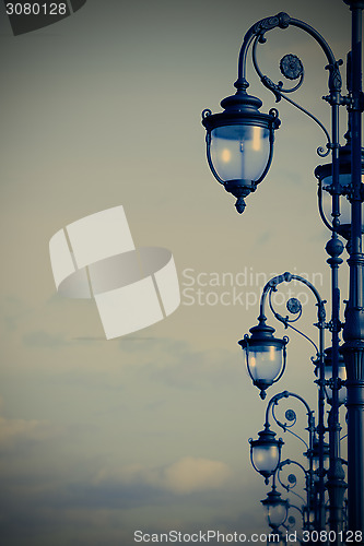 Image of street lamps in the art deco style