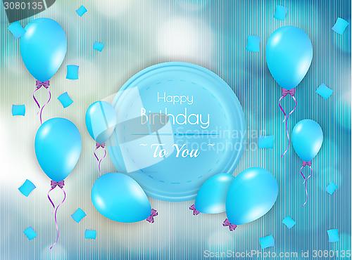 Image of happy birthday badge with balloons