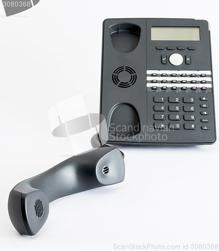 Image of voip phone isolated on grey background