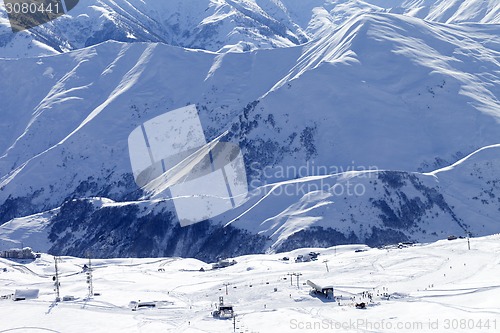 Image of Top view on ski slope