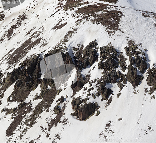 Image of Off-piste slope with stones in little snow year