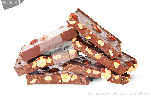 Image of Closeup Of Pieces Of Dark Chocolate
