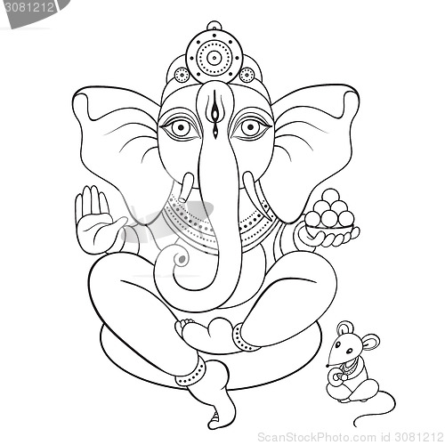 Image of Lord Ganesha Hand drawn illustration.