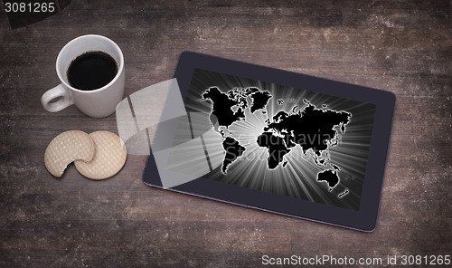 Image of World map on a tablet