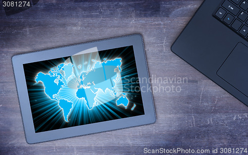 Image of World map on a tablet