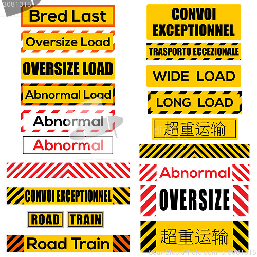 Image of Various oversize load signs and symbols