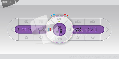 Image of Digital air condition white dashboard design with purple lcd