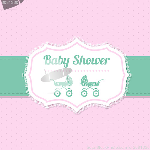 Image of Baby shower greeting design in pink and green