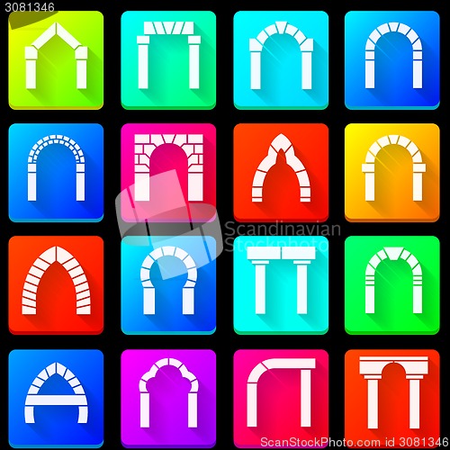 Image of Colored icons collection of arches