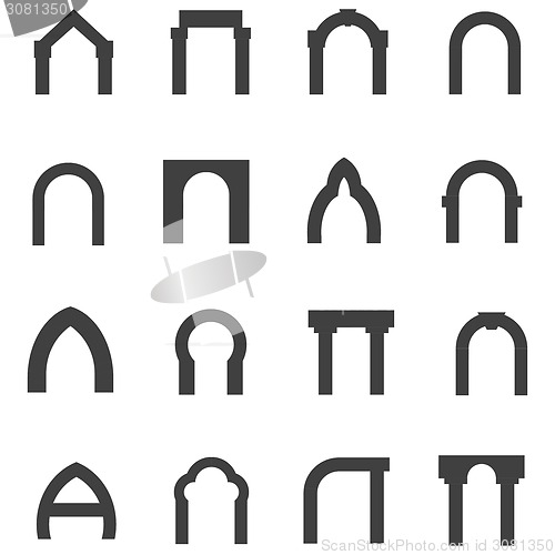 Image of Black monolith vector icons for archway