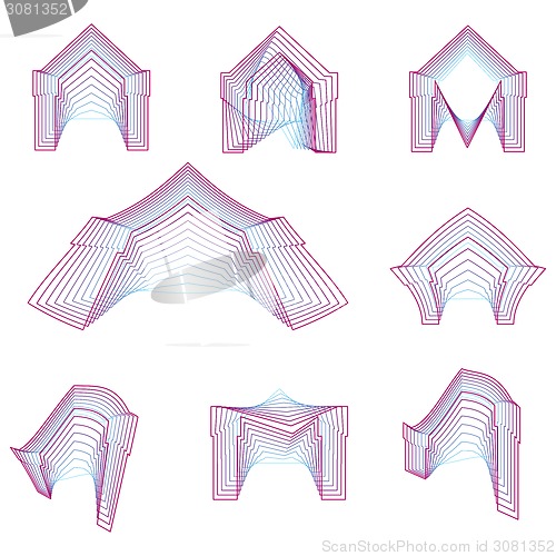 Image of Abstract geometrical line vector icons for arch