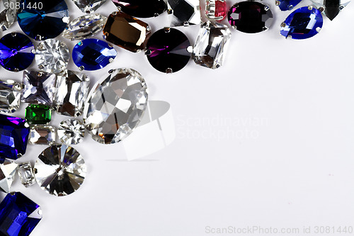 Image of Large crystal strasses on a white background - macro photo