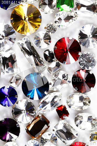 Image of Large crystal strasses on a white background - macro photo