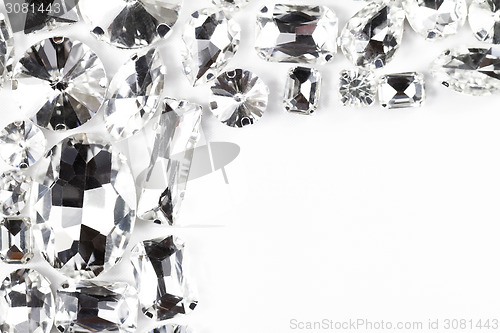 Image of Large crystal strasses on a white background - macro photo