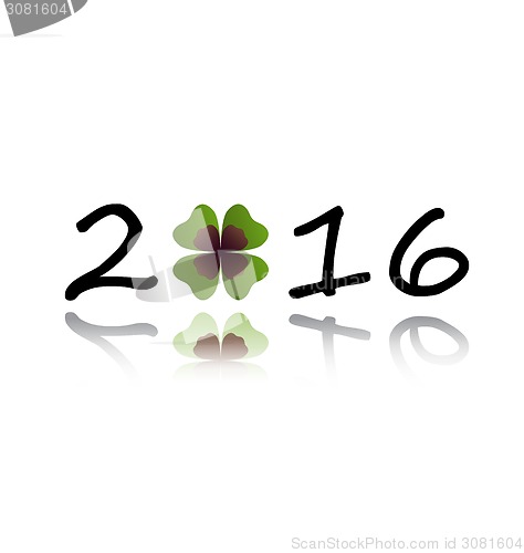 Image of 2016 greeting card with shamrock leaf 