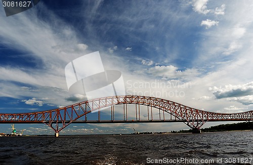 Image of Red Dragon bridge over Irtysh river, near Khanty-Mansiysk, Russi