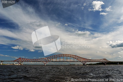 Image of Red Dragon bridge over Irtysh river, near Khanty-Mansiysk, Russi