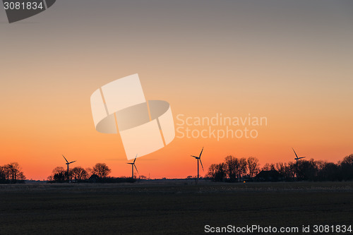 Image of windmills and free space at sky