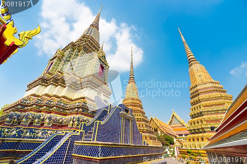 Image of Pagodas of Wat Pho temple in Bangkok, Thailand