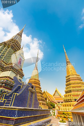 Image of Pagodas of Wat Pho temple in Bangkok, Thailand