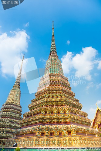 Image of Pagodas of Wat Pho temple in Bangkok, Thailand