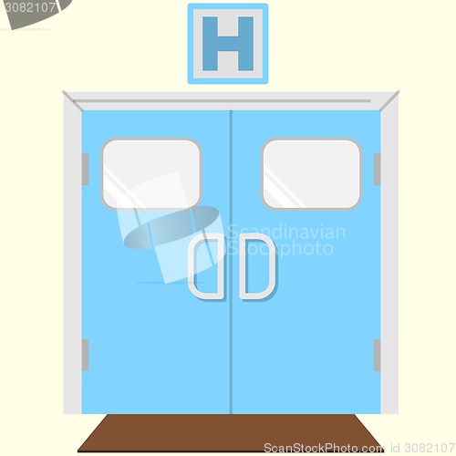 Image of Flat color vector icon for hospital entrance