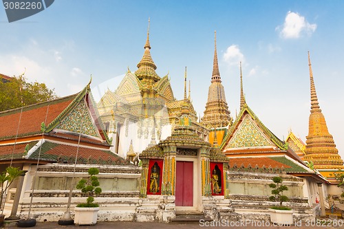 Image of Pagodas of Wat Pho temple in Bangkok, Thailand