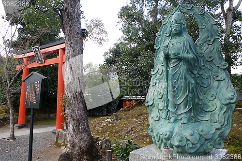 Image of The Hiun kannon stands in front of the main temple in Tenryu-ji,