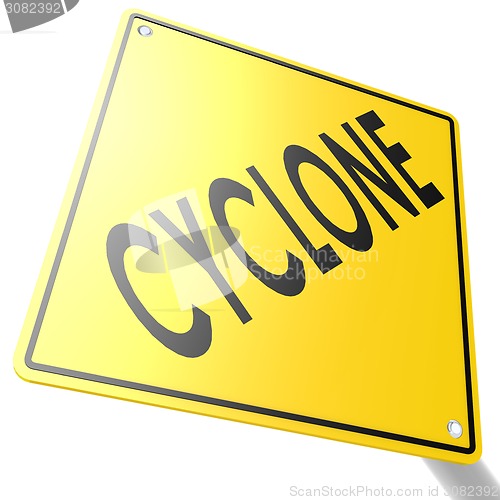 Image of Road sign with cyclone