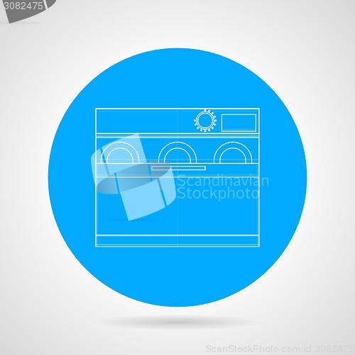 Image of Dishwasher machine flat line vector icon