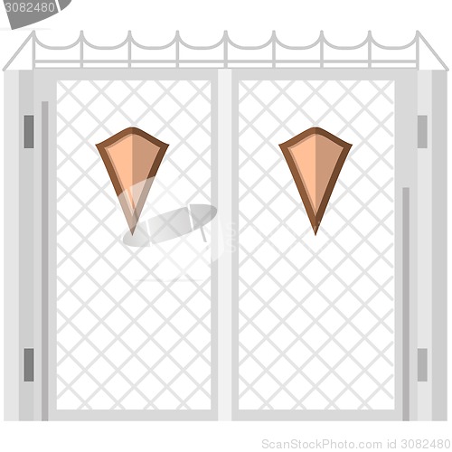 Image of Flat color vector icon for steel gates with shields