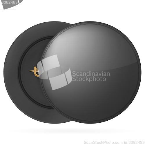 Image of Vector illustration of black round pin badge