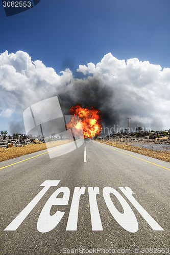 Image of road with text TERROR