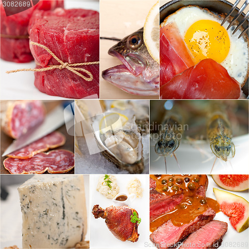 Image of high protein food collection collage