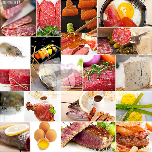Image of high protein food collection collage